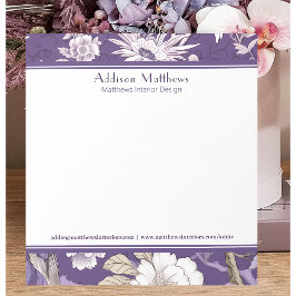Bloc De Notas Toalla morada floral personalizada de negocios de