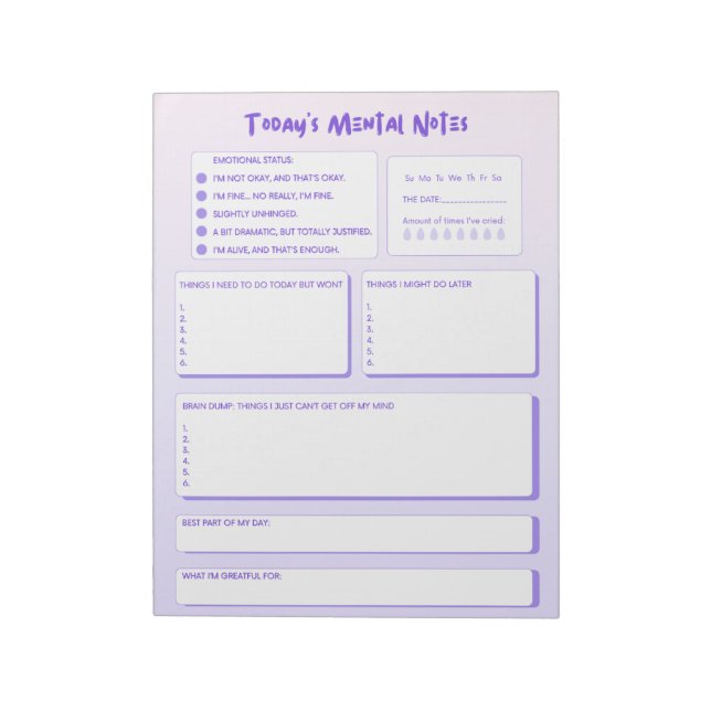 Bloc De Notas Today's Mental Notes Notepad  (Lado Izquierdo)