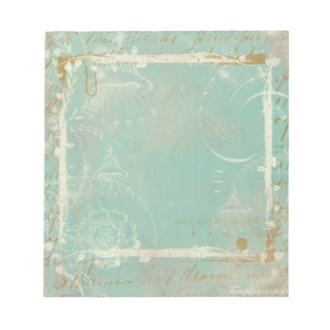 Bloc De Notas Toile Azul Francés Elegante Notepad Scratch Pad (Frente)