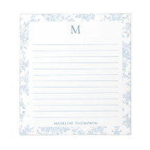 Toile Botánico Clásico Monograma Francés Azul Forr