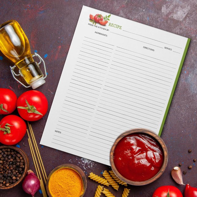 Bloc De Notas Tomates Receta Culinaria Notepad (Subido por el creador)
