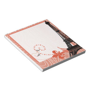 Bloc De Notas Torre Eiffel Coral Cute Madera Grano Aves de Amor