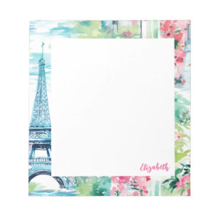 Bloc De Notas Torre Eiffel Paris Francia Floral