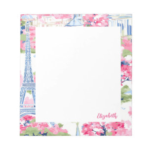 Bloc De Notas Torre Eiffel Paris Francia Floral