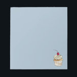 Bloc De Notas Torta acuarela con crema batida y cereza<br><div class="desc">Esta es una acuarela dibujada a mano y un ilustracion de plumas de pincel de un quequito de vainilla con crema de látigo coronada con una cereza.</div>