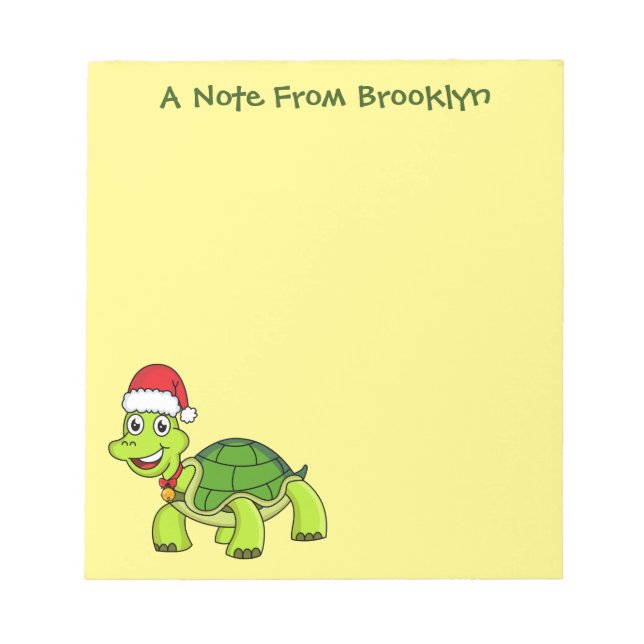 Bloc De Notas Tortuga alegre lindo con sombrero de Santa (Frente)