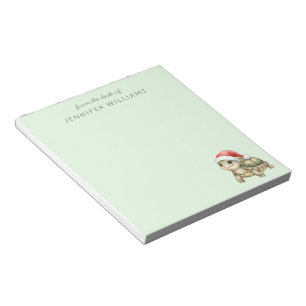 Bloc De Notas Tortuga de Navidad con sombrero de Santa personali