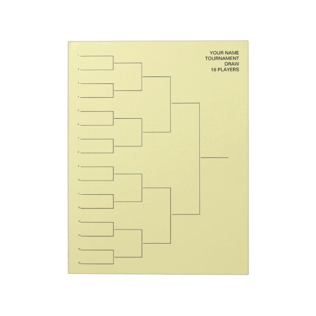 Bloc De Notas Tournament draw template notepad for 16 players (Lado Izquierdo)
