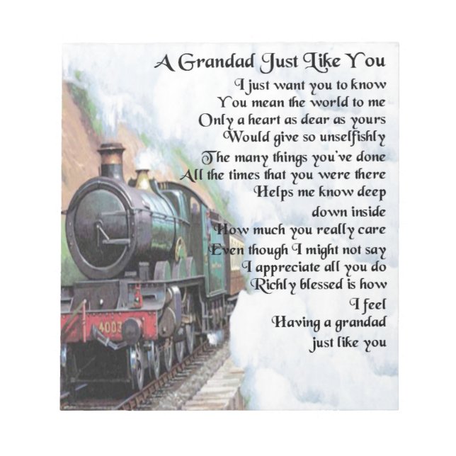 Bloc De Notas Train - Grandad Poem (Frente)