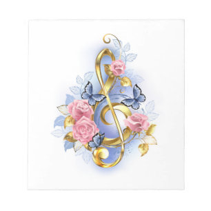 Bloc De Notas Treble arrecife con rosas rosas rosas rosas