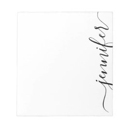 Bloc De Notas Trendy Fancy Script Name, Personalized Black White