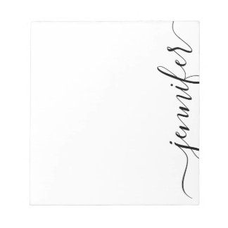 Bloc De Notas Trendy Fancy Script Name, Personalized Black White
