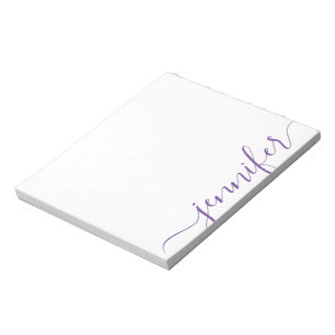 Bloc De Notas Trendy Girly Script Name, Personalized Purple