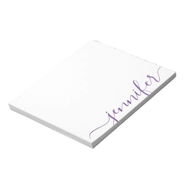 Bloc De Notas Trendy Girly Script Name, Personalized Purple (Lado Izquierdo)