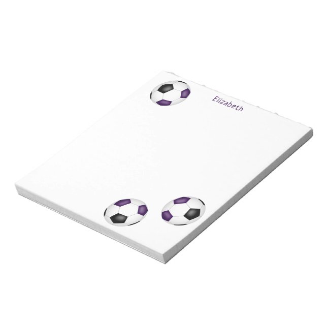 Bloc De Notas tres bolas de fútbol negro morado (Lado Izquierdo)