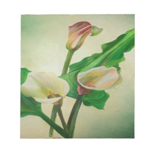 Bloc De Notas Tres Calla Lilies Asombroso Acrílico Botánico