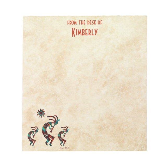 Bloc De Notas Tres Kokopelli Jugando La Flauta (Frente)