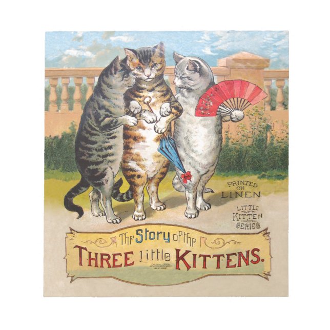Bloc De Notas Tres pequeños gatitos madre Ilustracion de oca (Frente)