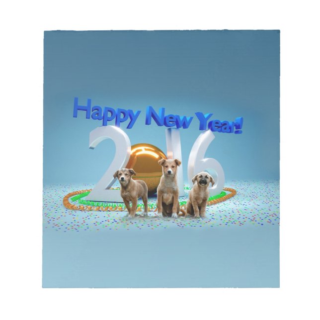 Bloc De Notas Tres perros graciosos deseando un feliz año nuevo  (Frente)