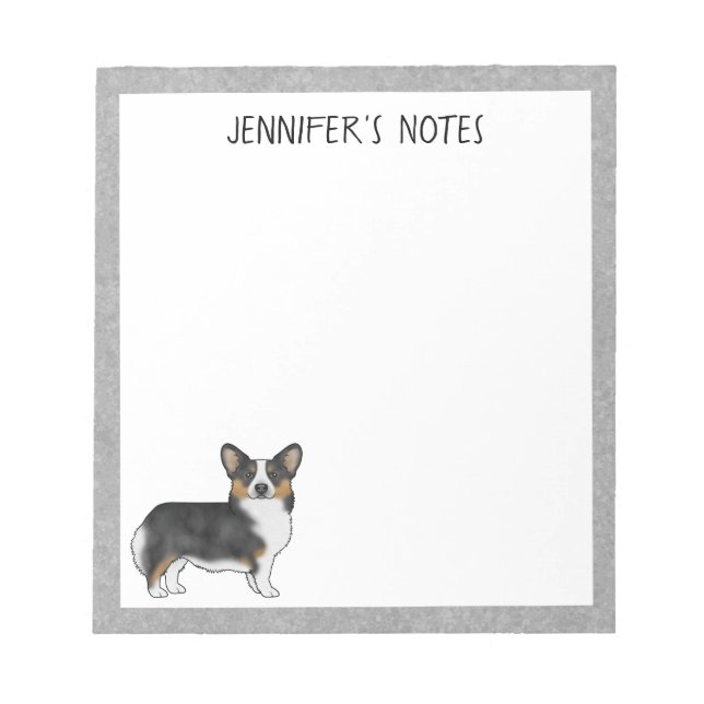 Bloc De Notas Tri Negro Pembroke Perro Corgi Welsh Y Texto (Frente)