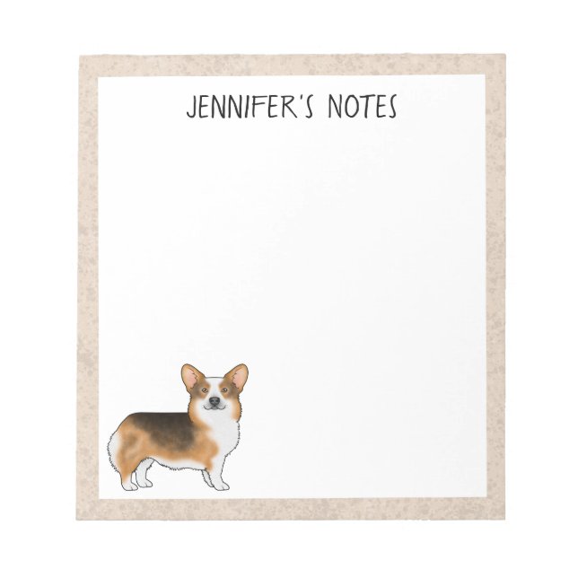Bloc De Notas Tri Pembroke Galés Corgi Perro Y Texto (Frente)