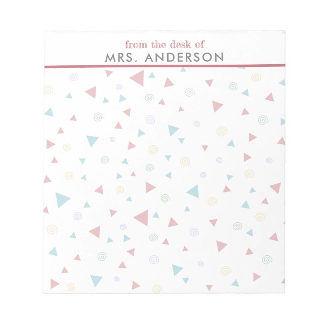 Bloc De Notas Triángulo geométrico de moda y remolinos (Frente)