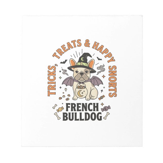 Bloc De Notas Trickster Bulldog Francés de Halloween (Frente)