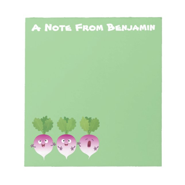 Bloc De Notas Trío de verduras de nabo lindo personalizado (Frente)