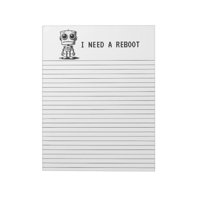 Bloc De Notas Triste Robot - Necesito Reiniciar (Lado Izquierdo)