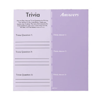 Bloc De Notas Trivia Fiesta Juego - Pregunta y respuesta Persona
