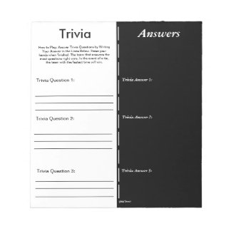 Bloc De Notas Trivia Fiesta Juego - Pregunta y respuesta Persona