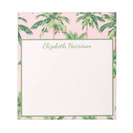 Bloc De Notas Tropical Palm Trees on Pink Personalized