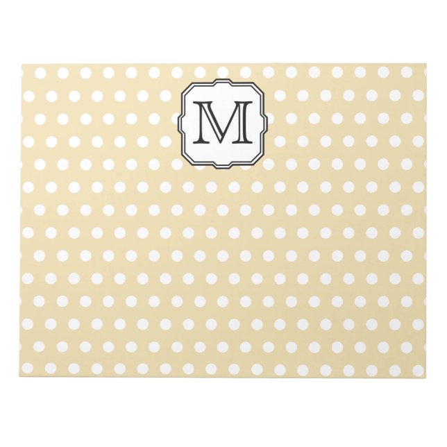 Bloc De Notas Tu carta. Monograma personalizado. Punto de Polka  (Frente)