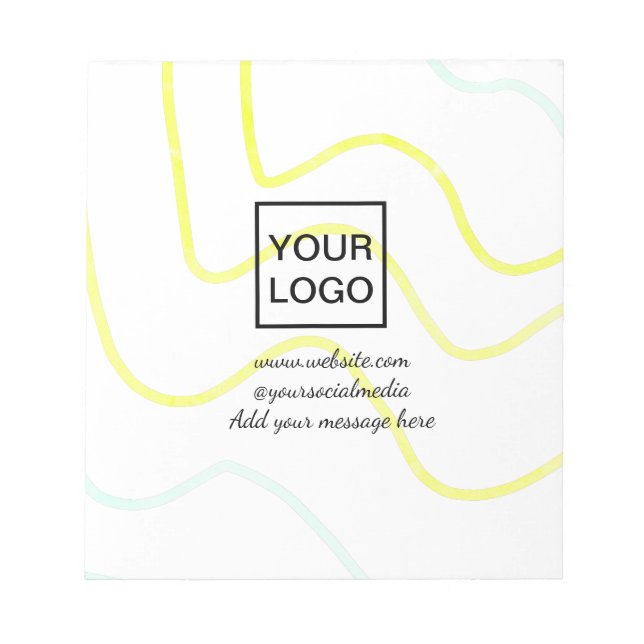 Bloc De Notas Tu logo aquí blanco simple minimal líneas amarilla (Frente)
