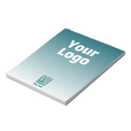 Bloc De Notas Tu logotipo con código QR editable y gradiente omb