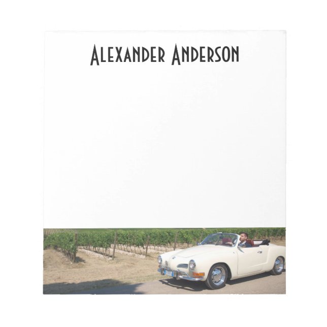 Bloc De Notas Tu nombre personalizado y auto (Frente)