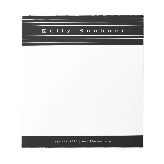 Bloc De Notas Tu nombre y rayas | Púrpura y rosa (Frente)