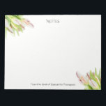 Bloc De Notas Tulipán, acuarela, rosa y verde,<br><div class="desc">Sus propias toallas personalizadas con tulipanes elegantes. Personalizar el texto como desee.</div>