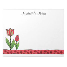 Bloc De Notas Tulipanes rojos personalizados 11 x 8,5