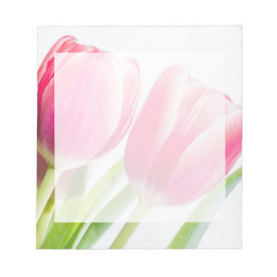 Bloc De Notas Tulipanes rosados con foto de hojas verdes