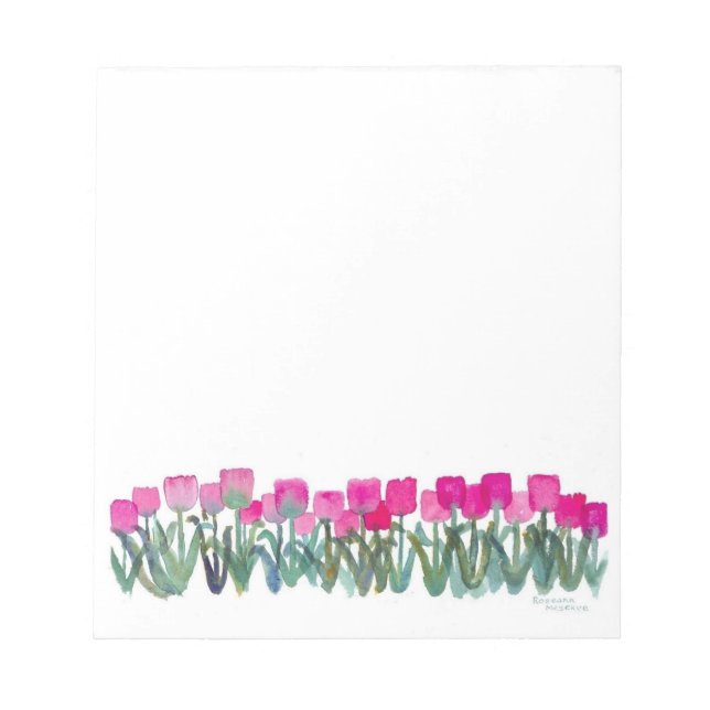 Bloc De Notas Tulipanes rosados de primavera de 5,5" x 6" - 40 p (Frente)