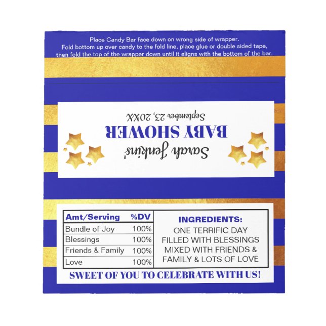 Bloc De Notas Twinkle Little Star Baby Shower Candy Wrappers (Frente)