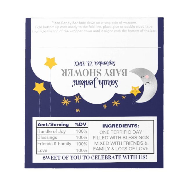 Bloc De Notas Twinkle Twinkle Star Baby Shower Candy Wrapper (Frente)