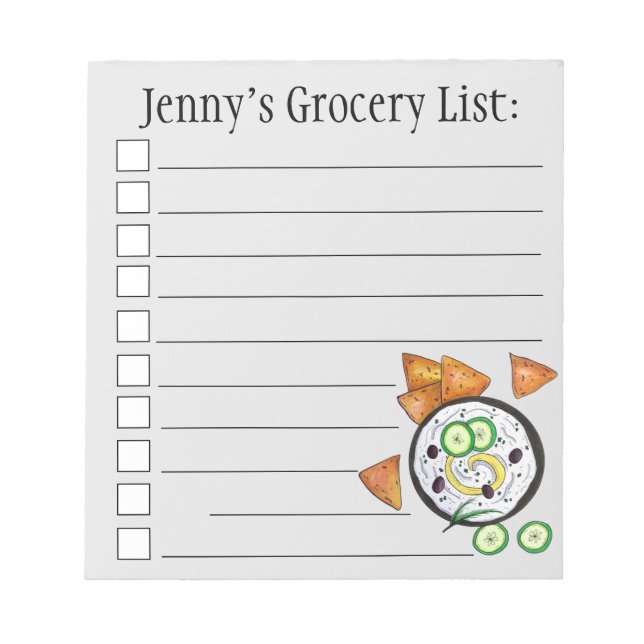 Bloc De Notas Tzatziki Grasa de Meze Griega Alimentos Mediterrán (Frente)