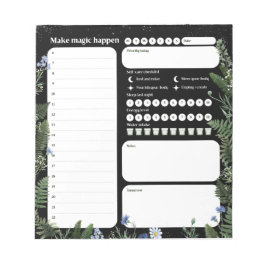 Bloc De Notas Ultimate Wellness Planner – Dark Floral Notepad