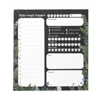 Bloc De Notas Ultimate Wellness Planner – Dark Floral Notepad