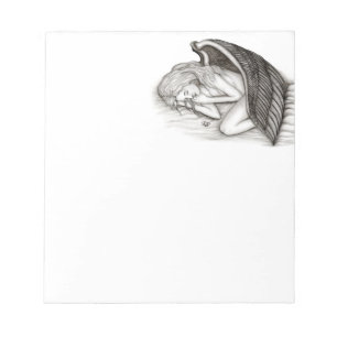 Bloc De Notas Un ángel dormido, diseño blanco y negro