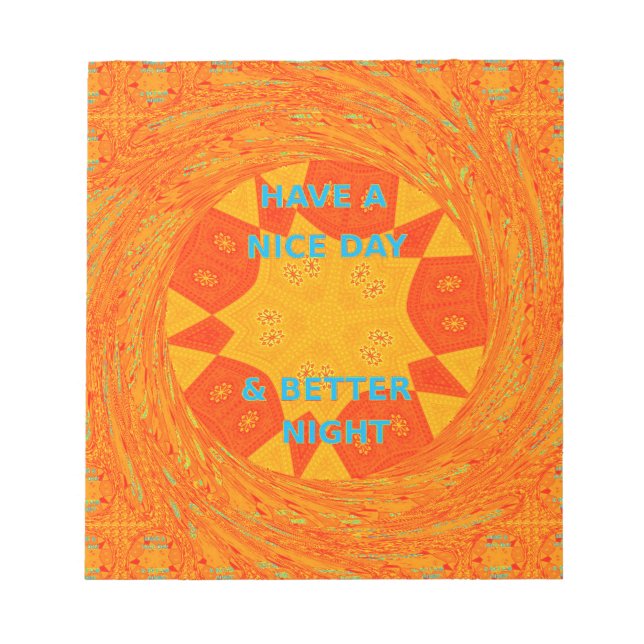 Bloc De Notas Un buen día y un mejor diseño rojo nocturno (Frente)