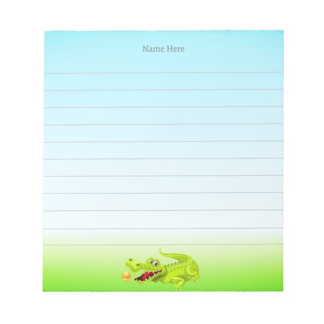 Bloc De Notas Un cocodrilo lindo en un lino azul claro (Frente)