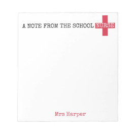 Bloc De Notas Una nota de la enfermera escolar personalizada